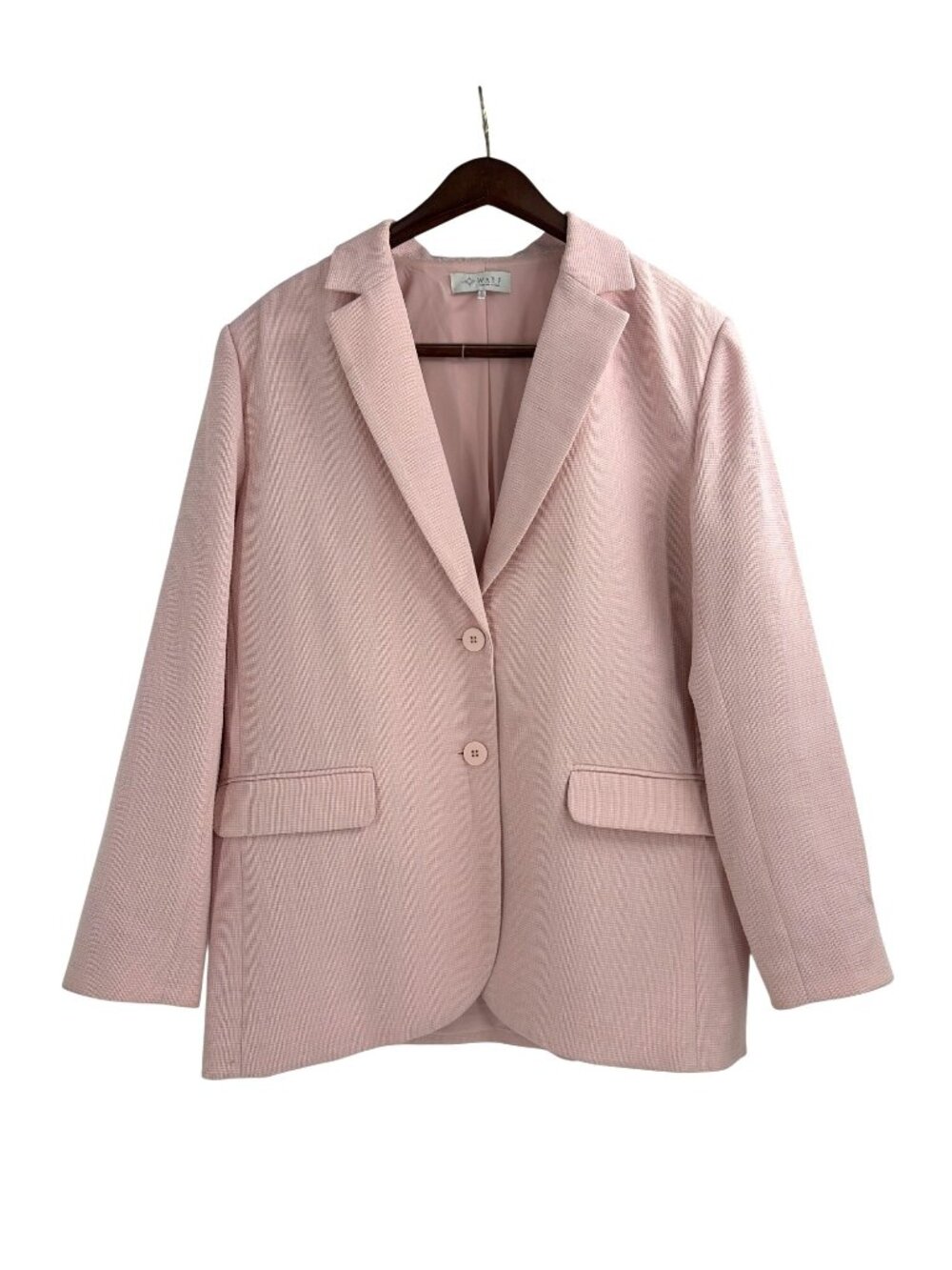 WAYF Light Academia Notch Lapel Blazer Blush Pink Womens Large Metallic Thread